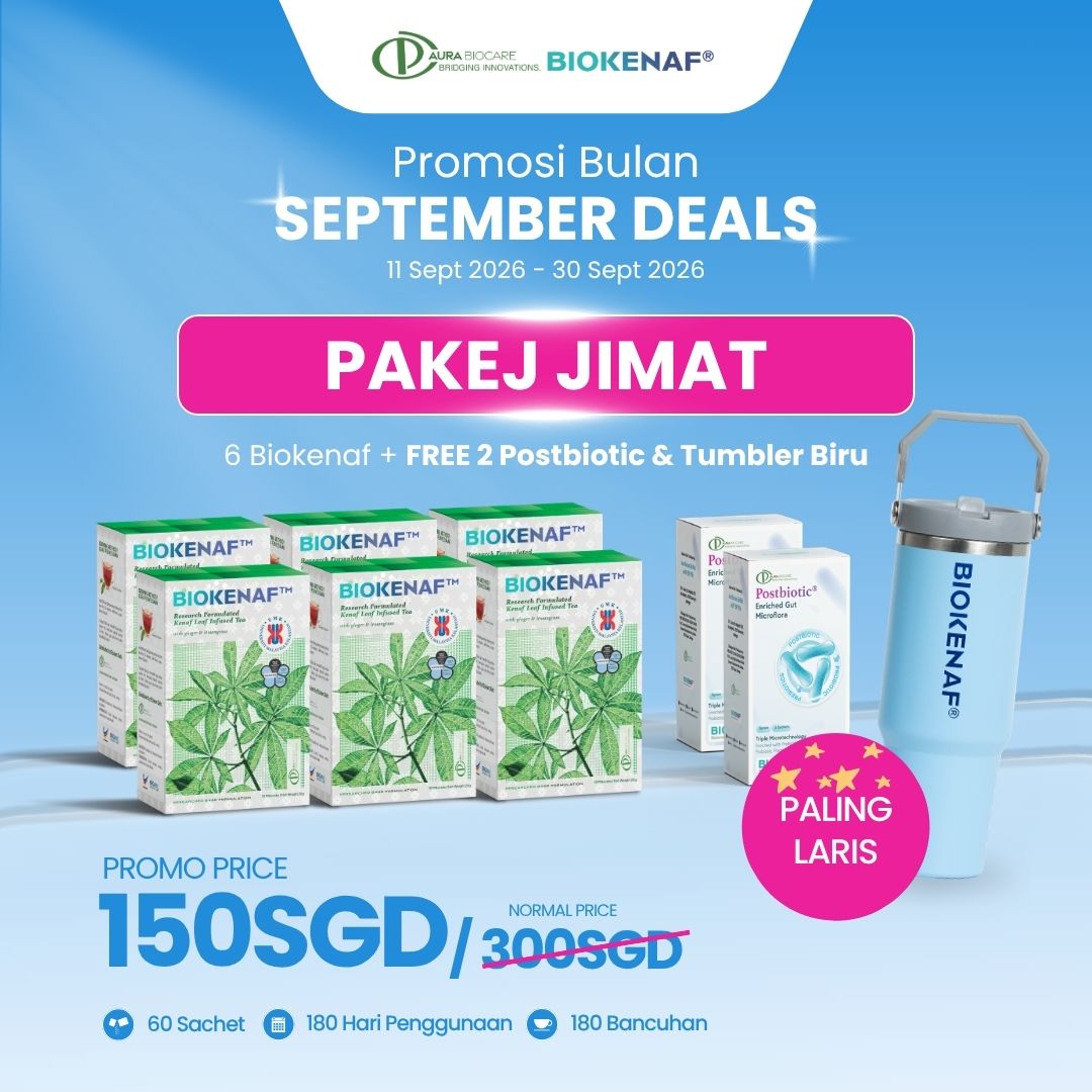 Pakej Jimat (6 Biokenaf + FREE 2 Postbiotic & Tumbler Biru)