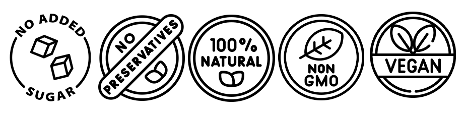 Sijil No Added Sugar, No Preservatives, 100% Natural, Non GMO, Vegan